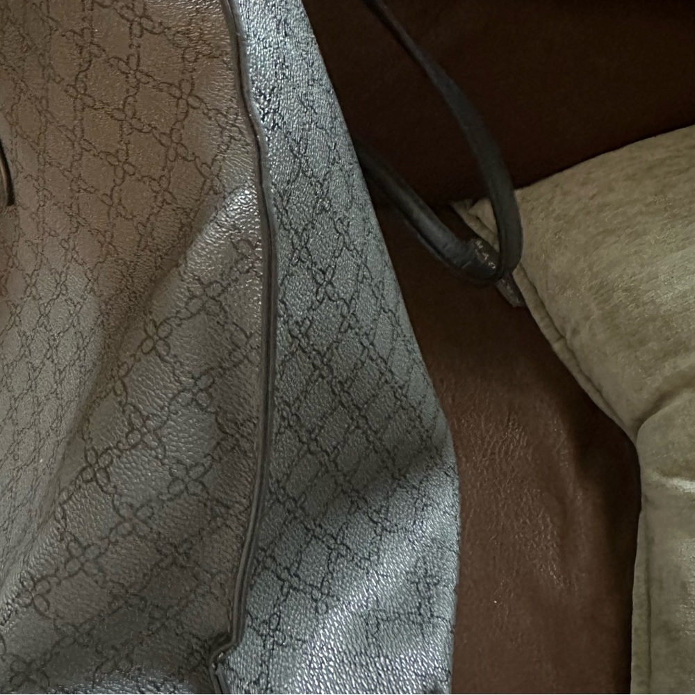 NINE WEST MONOGRAM TOTE WITH BLACK LEATHER TRIM - Picture 9 of 9